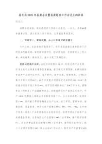 县长在2022年县委全会暨县委经济工作会议上的讲话