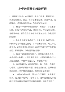 小学教师精简精辟评语