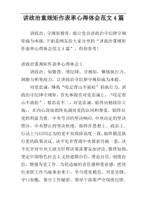 讲政治重规矩作表率心得体会范文4篇