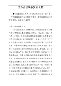 工作会议表态发言5篇