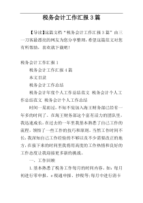 税务会计工作汇报3篇