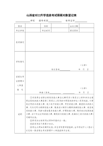 XXXX年山西对口升学选拔考试照顾对象登记表