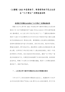 （2篇稿）2023年县委班子、常委领导班子民主生活会“六个带头”对照检查材料