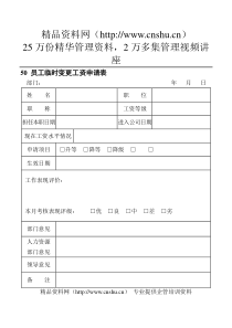 50员工临时变更工资申请表