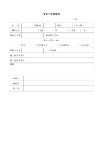 人力资源部变更工资申请表