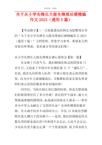 关于从小学先锋长大做先锋观后感精编作文2023（通用5篇）