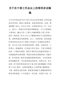 关于在干部工作会议上的领导讲话稿稿