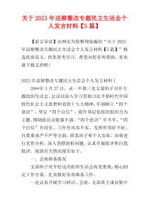 关于2023年巡察整改专题民主生活会个人发言材料【5篇】