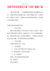 圣诞节的活动策划方案（实例）精编5篇