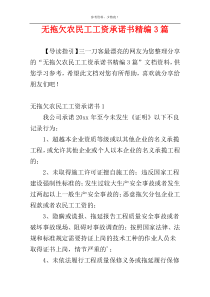 无拖欠农民工工资承诺书精编3篇