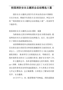 校园消防安全主题班会总结精选5篇