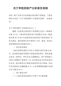 关于学校的财产分析报告范例