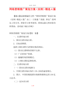 网络营销推广策划方案（实例）精选4篇