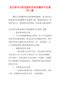 党支部书记抓党建存在的问题和不足通用4篇