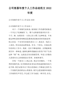 公司客服年度个人工作总结范文2022年度