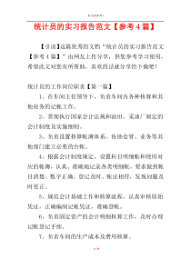 统计员的实习报告范文【参考4篇】