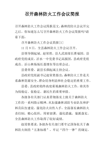 召开森林防火工作会议简报