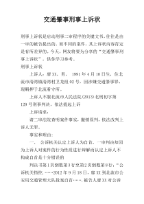 交通肇事刑事上诉状