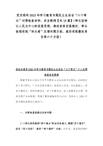 党员领导2023年学习教育专题民主生活会“六个带头”对照检查材料、发言提纲【共18篇】（带头坚持