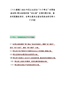 ｛十六篇稿｝2023年民主生活会“六个带头”对照检查材料(带头检视巡视“回头看”反馈问题方面，落