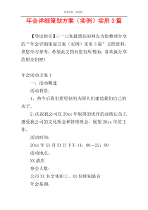 年会详细策划方案（实例）实用3篇