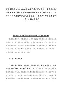 党员领导干部2023年在带头牢记我们党是什么、要干什么这个根本问题、带头坚持和加强党的全面领导、