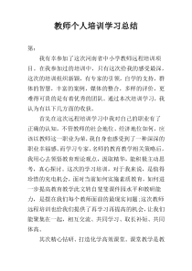 教师个人培训学习总结