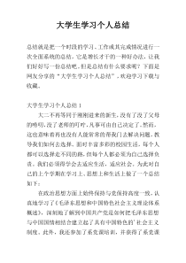 大学生学习个人总结