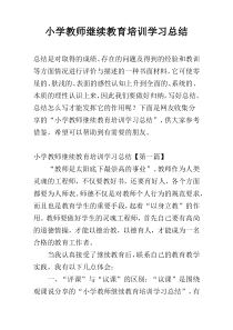 小学教师继续教育培训学习总结