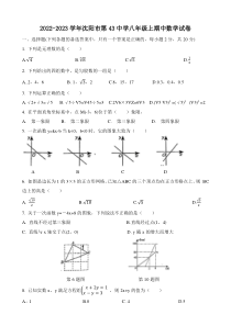 20222023学年沈阳市第43中学八年级上期中数学试卷答案