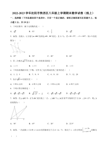 20222023学年沈阳市铁西区八年级上学期期末数学试卷答案