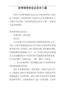 优秀领导的会议发言5篇