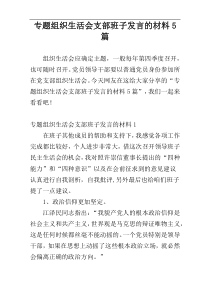 专题组织生活会支部班子发言的材料5篇