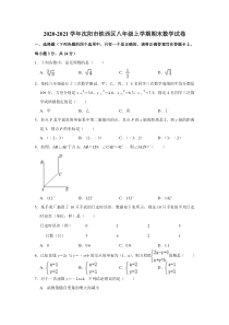 20202021学年沈阳市铁西区考试八年级上学期期末数学试卷