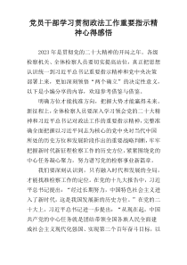 党员干部学习贯彻政法工作重要指示精神心得感悟