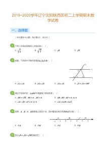 2019年沈阳市铁西区八年级上学期期末数学试卷