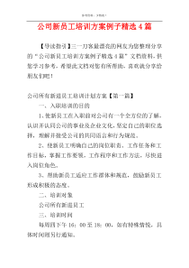 公司新员工培训方案例子精选4篇