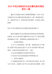 2023年党支部组织生活会整改落实情况报告4篇