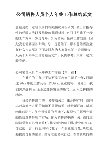 公司销售人员个人年终工作总结范文