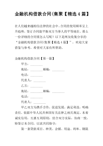 金融机构借款合同(集聚【精选4篇】