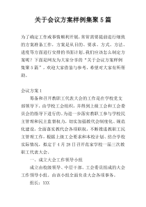 关于会议方案样例集聚5篇