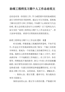 助理工程师见习期个人工作总结范文