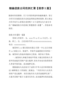 精编借款合同范例汇聚【推荐5篇】