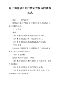 电子商务项目可行性研究报告的基本格式