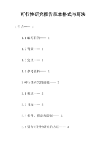 可行性研究报告范本格式与写法