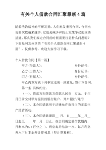 有关个人借款合同汇聚最新4篇