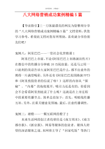 八大网络营销成功案例精编5篇