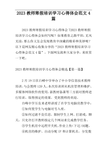 2023教师寒假培训学习心得体会范文4篇