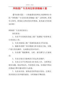 网络推广专员岗位职责精编5篇