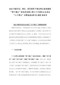 2023年副书记、部长、党员领导干部在带头深刻感悟“两个确立”的决定性意义等六个方面民主生活会“